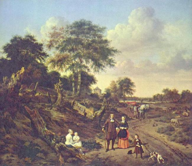 Jan van de Velde Portrait of a couple with two children and a nursemaid in a landscape oil painting image